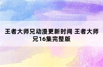 王者大师兄动漫更新时间 王者大师兄16集完整版